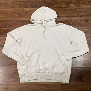 Original Use Knit Pull Over Hoodie Tan Drawstring Sweater Cotton Men Medium